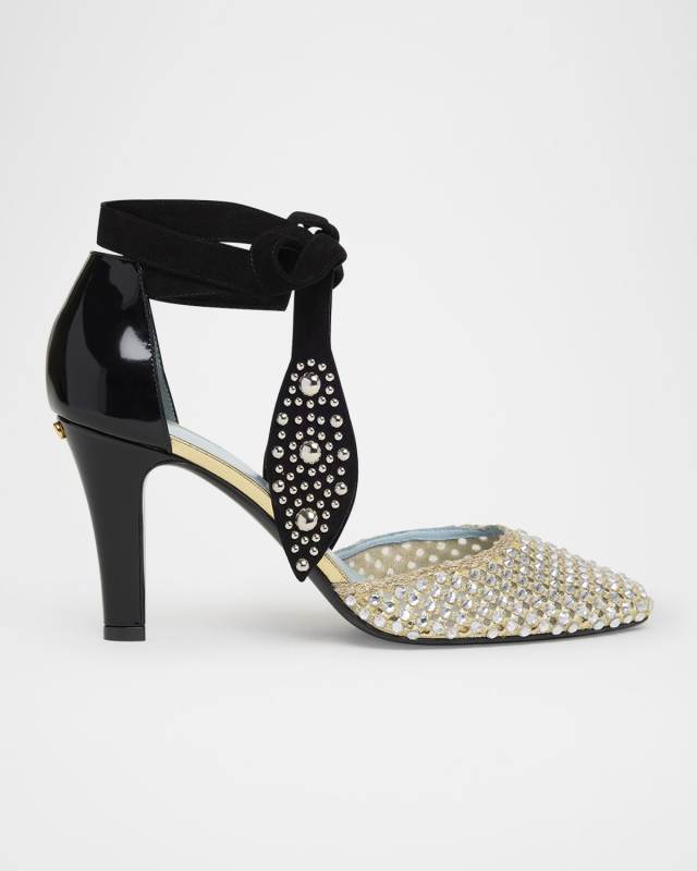 Crystal Foliage Mesh Pumps